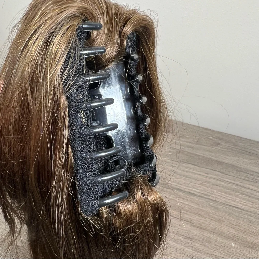 Natural Brown Human Hair Claw Clip 14 Inch Ponytail Extension